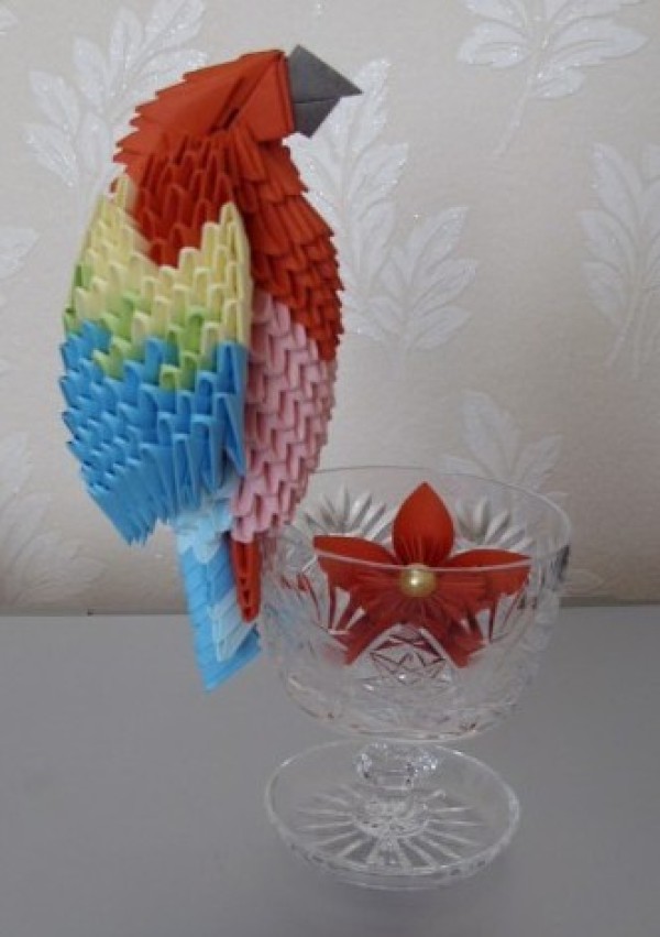 Origami triangle parrot making tutorial