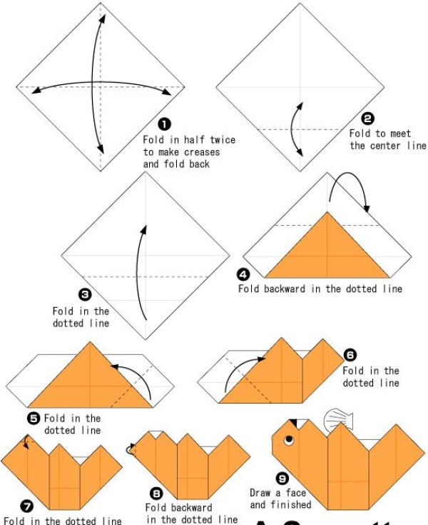 Simple seal origami tutorial for children