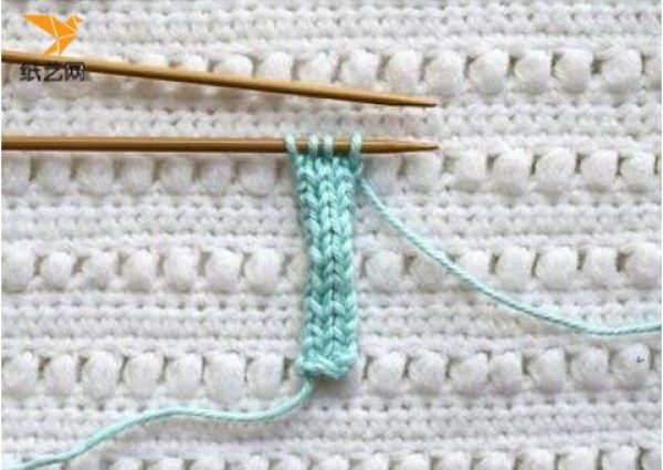 Illustration of hand knitting tutorial for cute bow ring knitting with stick stitches