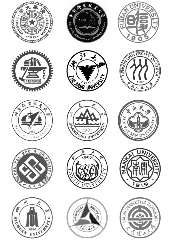 A complete collection of famous university badges and rubber stamp materials