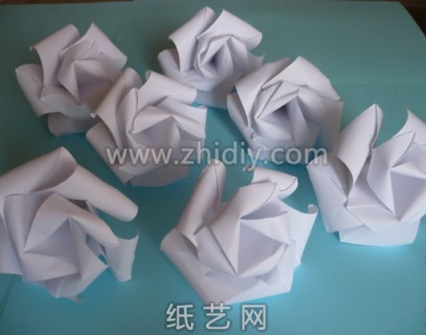 Detailed illustrations of paper flower making tutorial