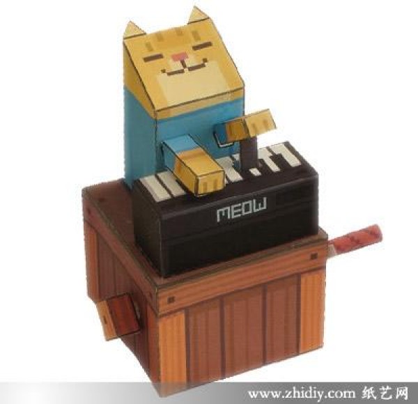 Papercraft: Kitten Playing the Piano Download