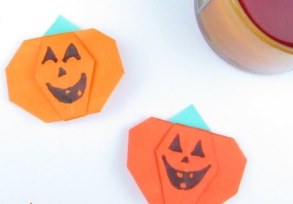 Halloween simple origami pumpkin lanterns teach you how to make pumpkin lanterns