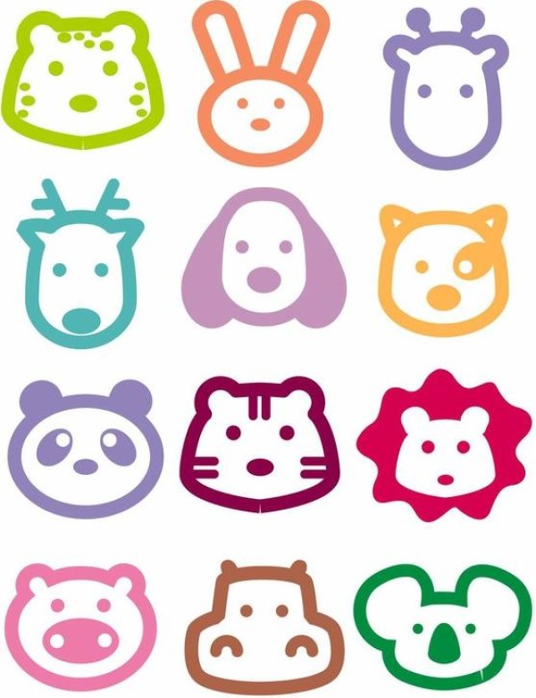 Rubber stamp pattern material layout, twelve zodiac cartoon animal rubber stamp collection