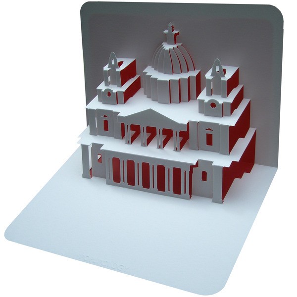 Free download of the template of the St. Pauls Cathedral three-dimensional greeting card for Thanksgiving greeting card