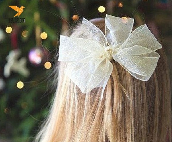 Illustrated tutorial on how to make handmade ribbon large bow headdress