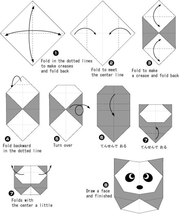 Giant panda origami tutorial illustration