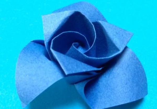 Origami rose video - equilateral triangle simple paper rose handmade tutorial