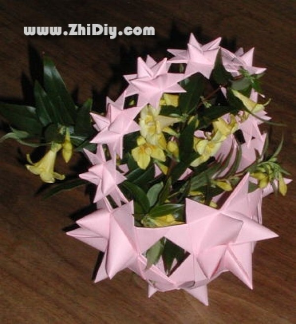 3D Paper Art Star Basket Making Tutorial 3