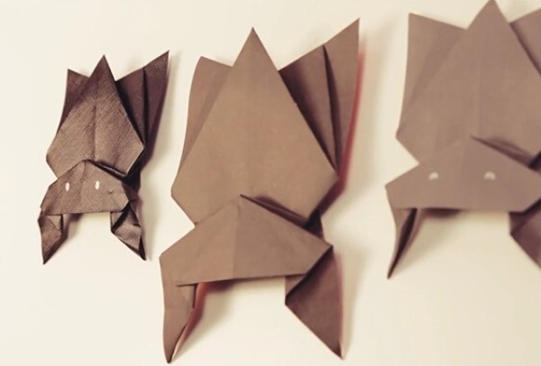 Halloween origami making tutorial teaches you how to make a hanging origami bat