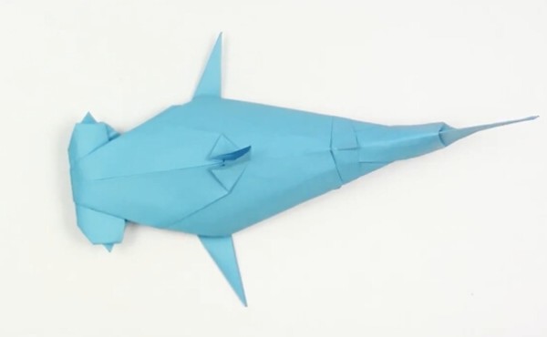 Origami Encyclopedia: Hammerhead Shark Origami Tutorial teaches you how to fold a shark