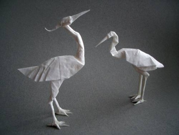 Egret handmade origami tutorial—Joe Lau