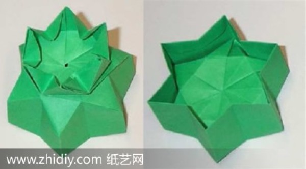 Illustration of hexagonal origami star box