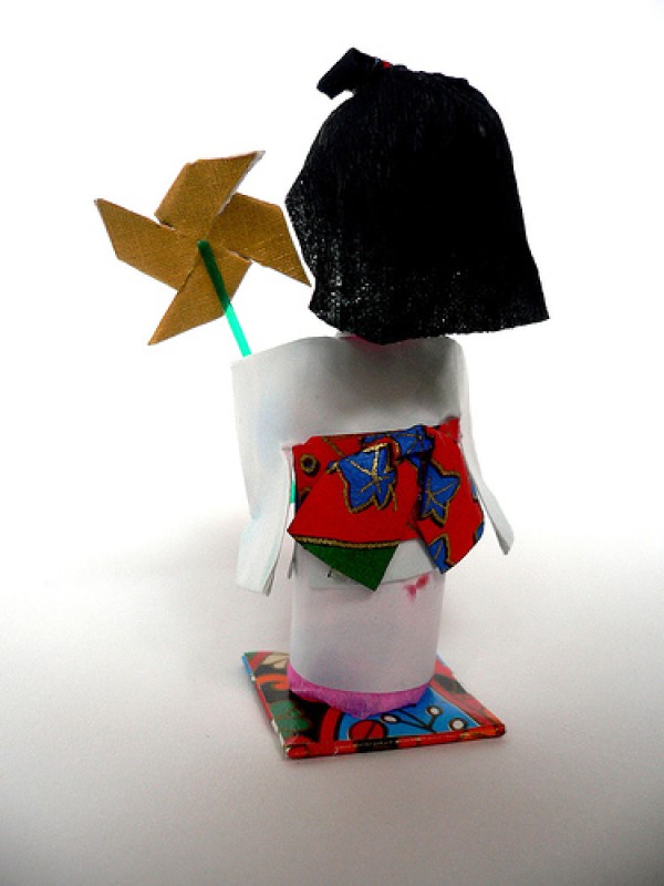 Cute Japanese kimono paper art doll