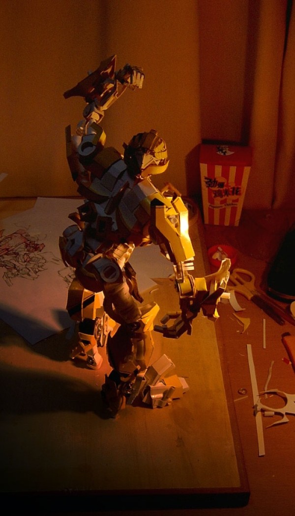 Transformers Bumblebee made of paper by Chinese people