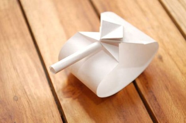 How to make a simple origami tank toy from A4 paper - origami tutorial with illustrations