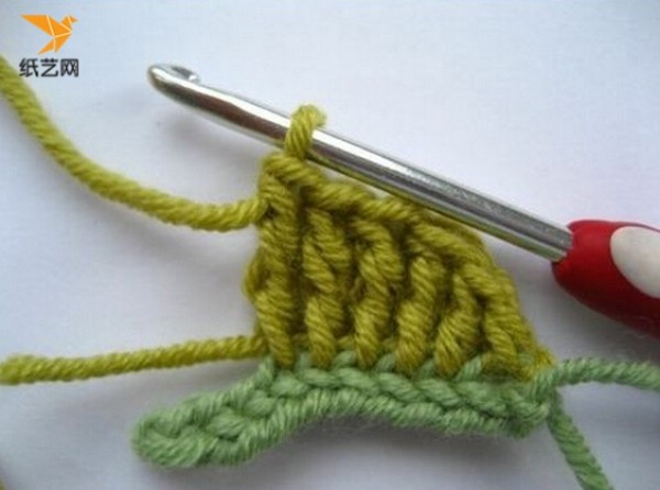 Hand crochet leaf knitting tutorial illustration