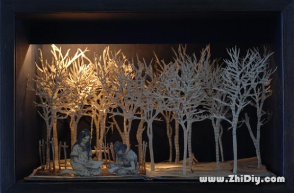 book-cut paper sculpture