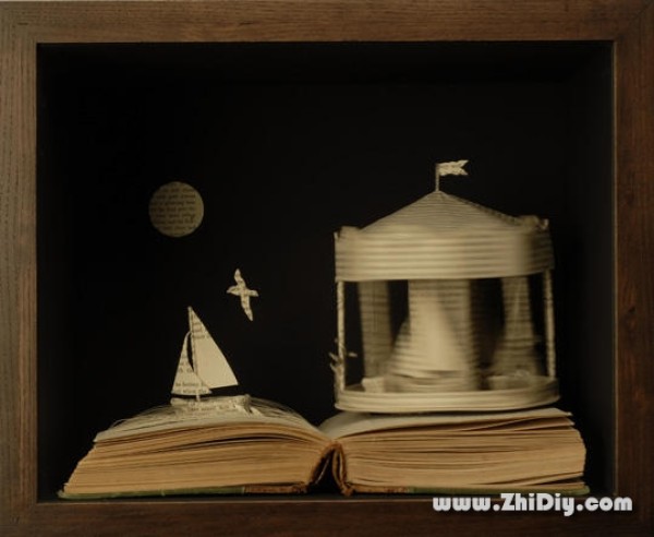 book-cut paper sculpture