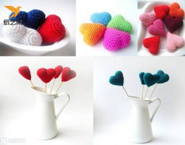 Handmade crochet cute heart-shaped knitting tutorial illustration