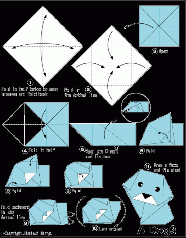 Simple origami puppy origami tutorial for children