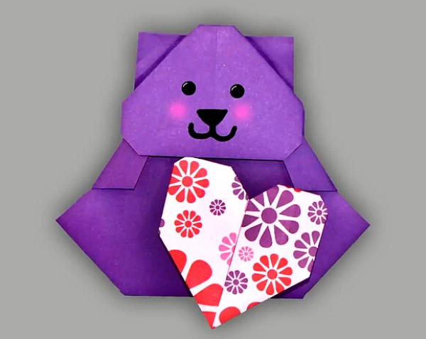 Valentines Day Handmade Gift Origami Heart Origami Bear Handmade Origami Video Tutorial