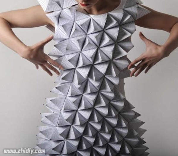 Paper art costumes by Sarajevo artist geometric art