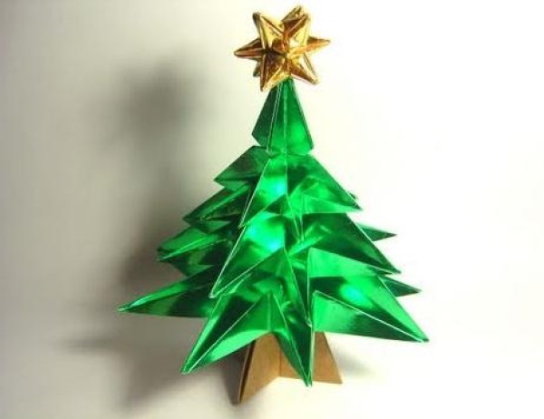 Christmas origami encyclopedia, three-dimensional origami Christmas tree DIY folding video tutorial