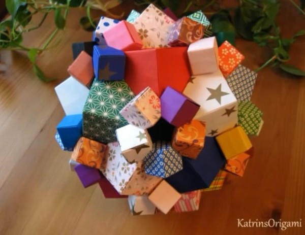 Origami flower ball lantern complete collection of Columbus magic ball handmade origami flower ball video tutorial