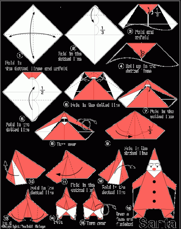 Simple origami tutorial for Santa Claus