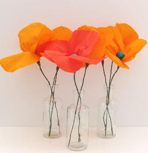 Illustrated tutorial on hand-making simple crepe paper flowers for National Day