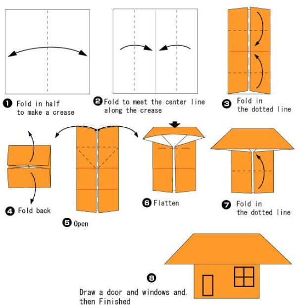 Simple origami small house origami tutorial