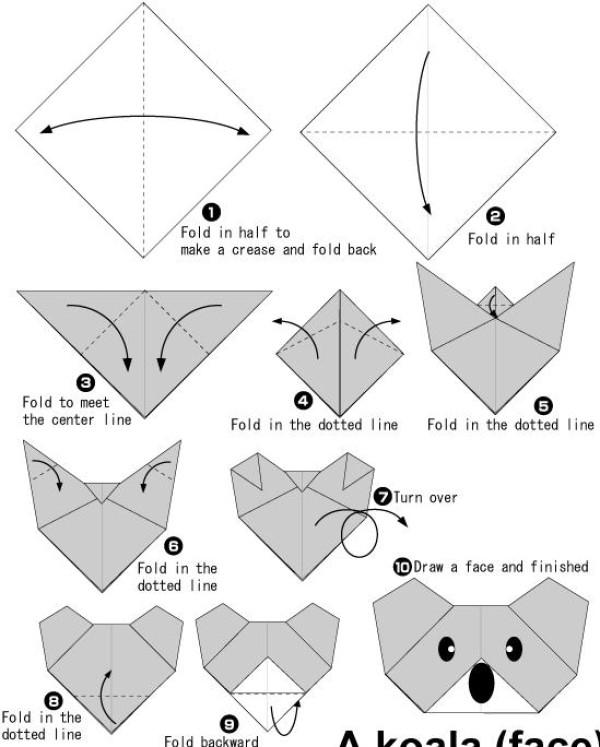 Simple origami koala tutorial for children