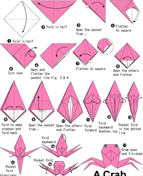 Simple handmade origami tutorial for little crab