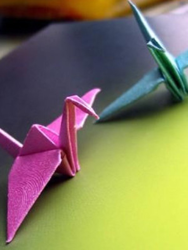 Origami cranes pray for people in disaster areas