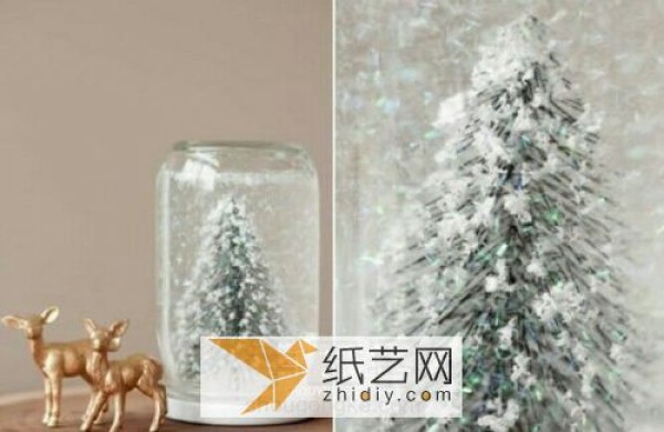 Tutorial on how to make Christmas tree snow globes by turning waste glass bottles into treasures