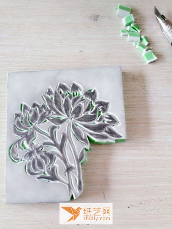 Exquisite and beautiful rubber stamp flowers making tutorial illustration