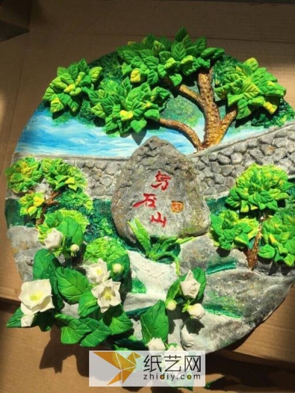 Bonsai decorative plate made of ultra-light clay New Year gift tutorial illustration