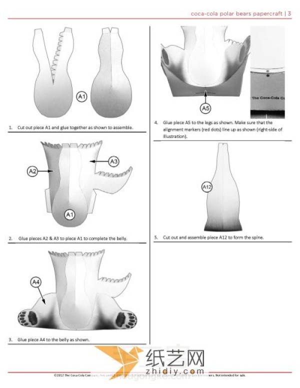 Paper model making of Coca-Cola polar bear mascot