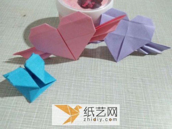 Very easy way to make origami heart with wings for Valentines Day gift