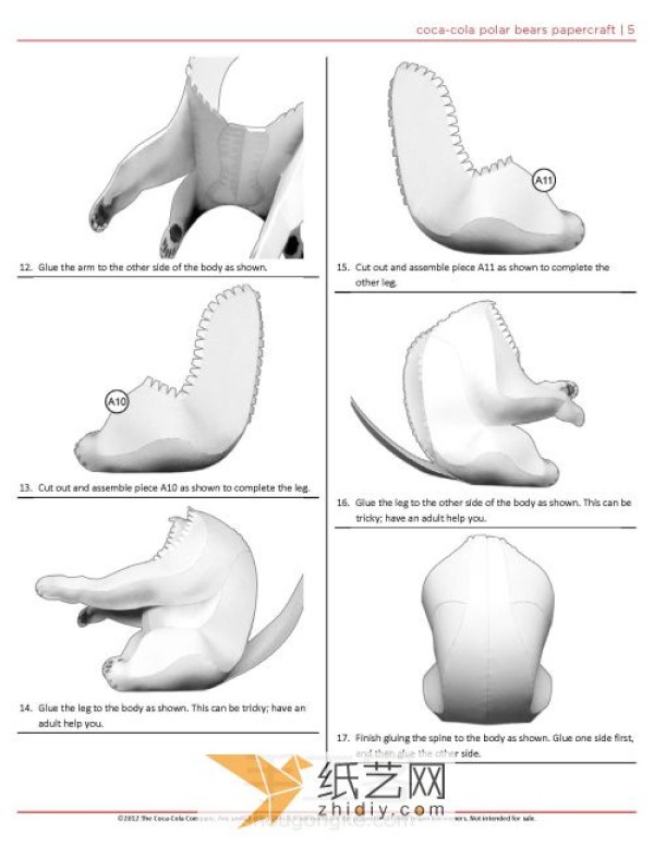 Paper model making of Coca-Cola polar bear mascot