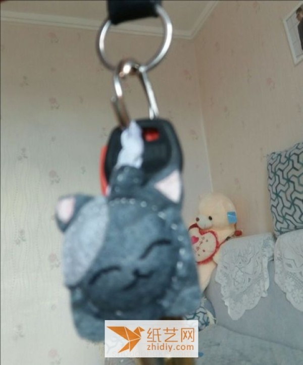 Cute non-woven kitten keychain making tutorial