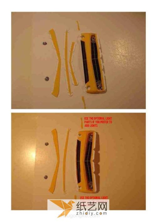 The making process of the cool Bumblebee sports car paper model