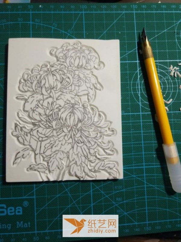 Super complex chrysanthemum pattern rubber stamp making tutorial