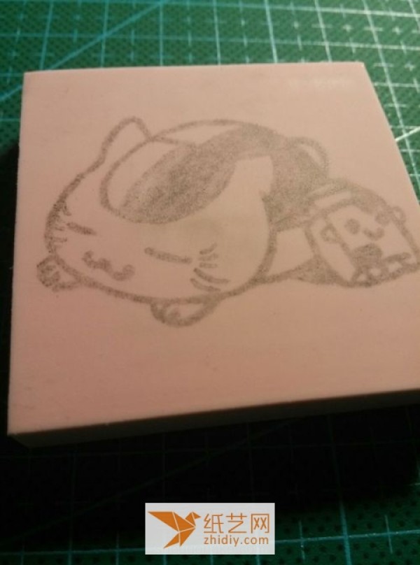 Tutorial on how to make a cute kitten rubber stamp for a novice and decorate the ledger with a seal