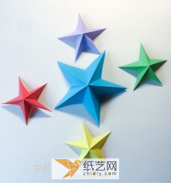 Origami three-dimensional five-pointed star Christmas decorative star