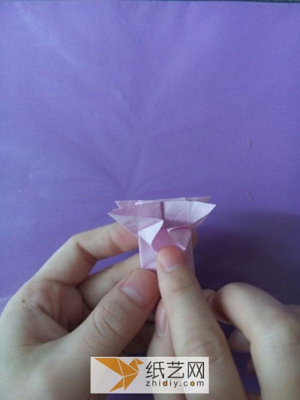 Origami azalea made from hand-kneaded paper