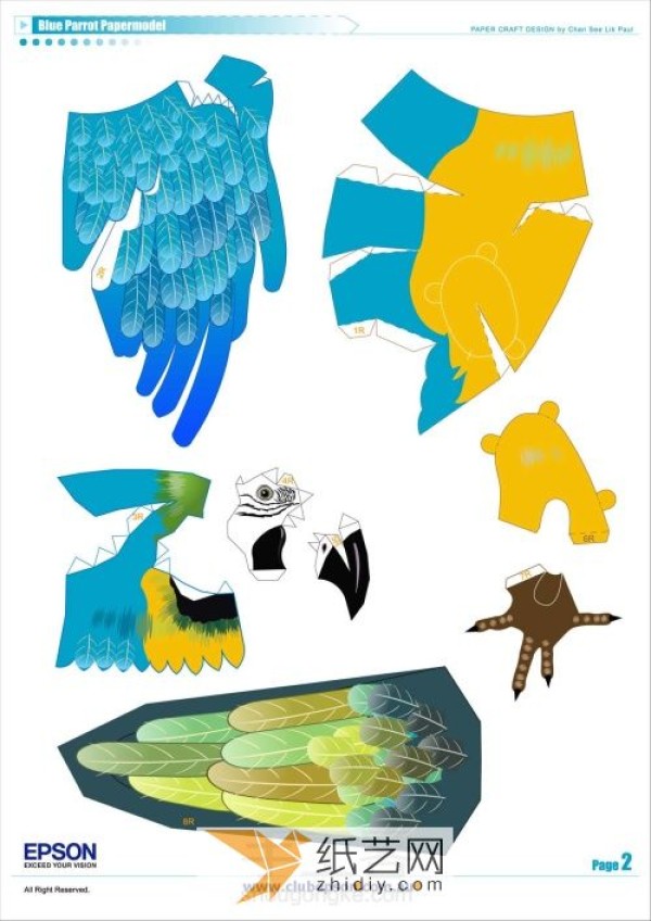 Realistic Macaw Paper Model