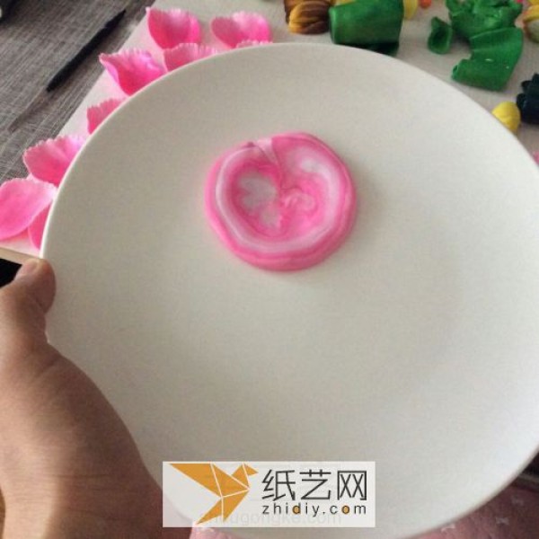 National flower peony ultra-light clay decorative plate 520 Valentines Day gift