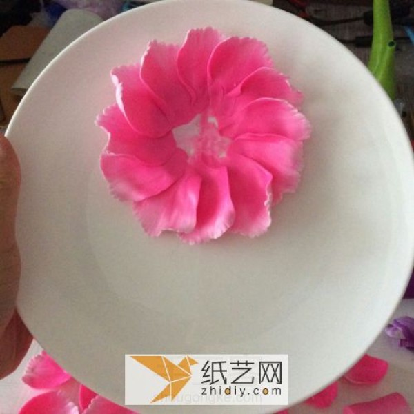 National flower peony ultra-light clay decorative plate 520 Valentines Day gift